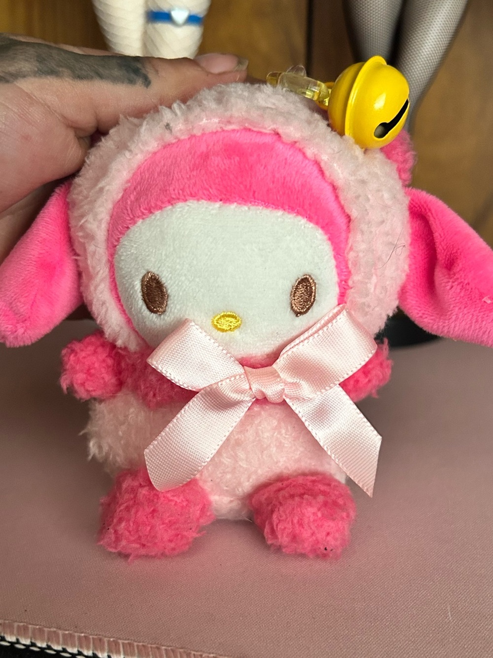 Pink Plush  Keychain with Bow sanrio series